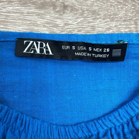 Zara Smocked Puff Sleeve Cropped Square Neck Blouse S - Picture 10 of 15